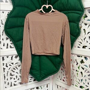 NWT Mai swimwear cropped long sleeve rash guard peach gingham print. Size XS.